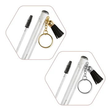 Mascara brush case with keychain